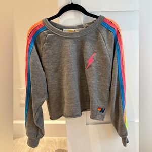 Aviator Nation Cropped Stripe Sweatshirt - Size S - Never been worn